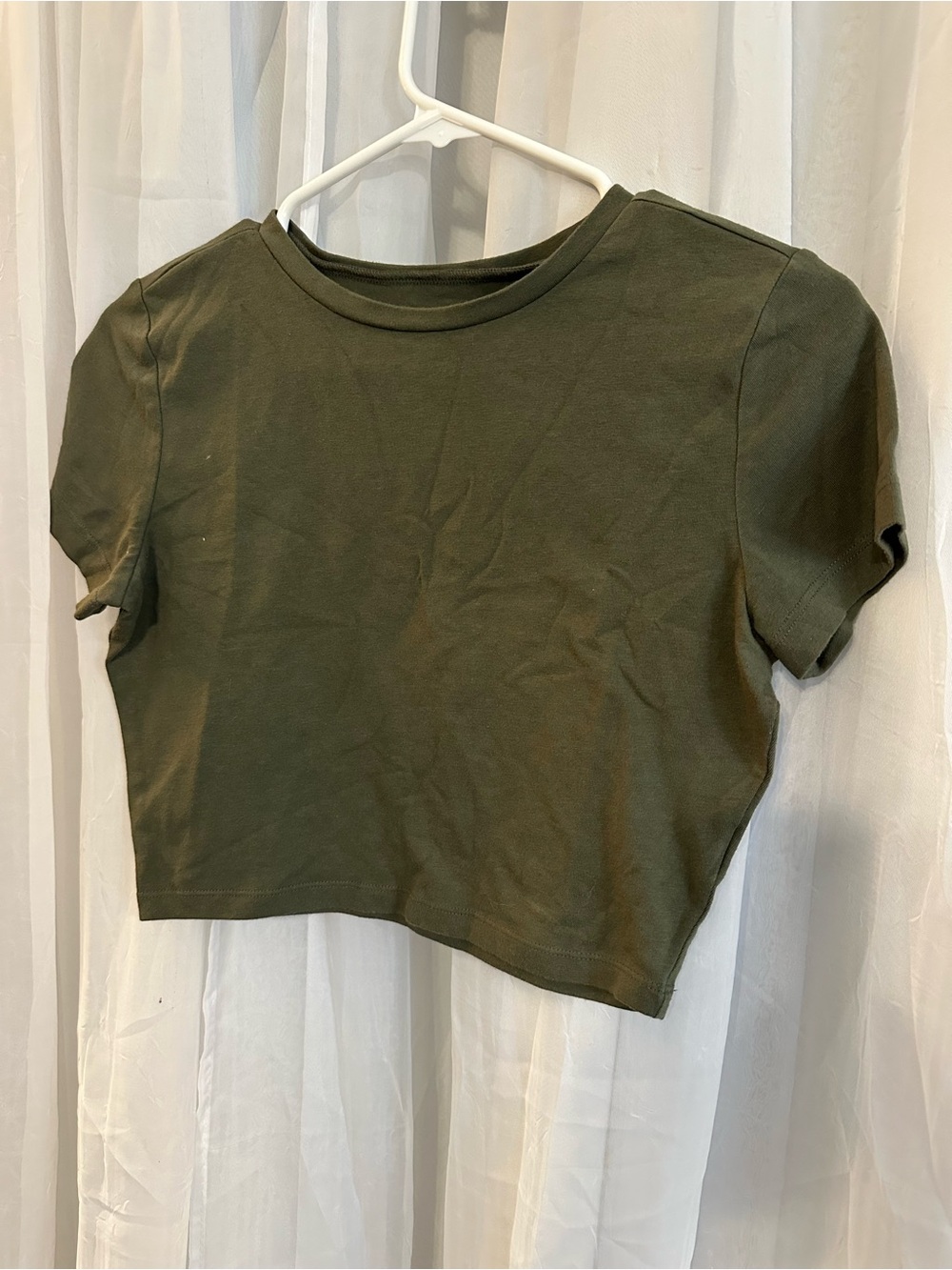 Wild Fable Dark Green Short Sleeve Crew Neck Crop Top - Picture 2 of 7